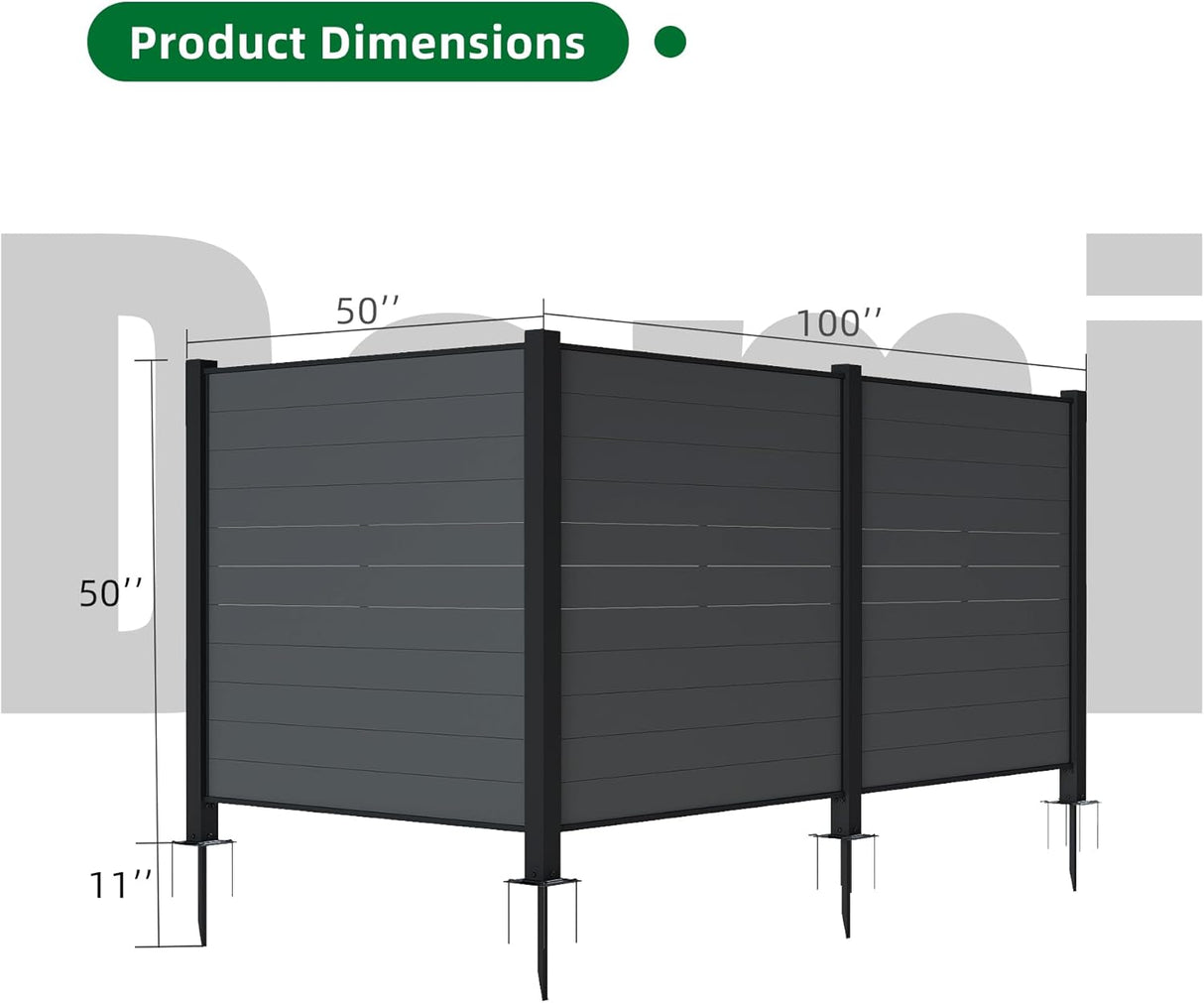 Outdoor Privacy Screens, 50" W x 50" H Air Conditioner Fence, Trash Can Enclosure (3 Panels, Black)