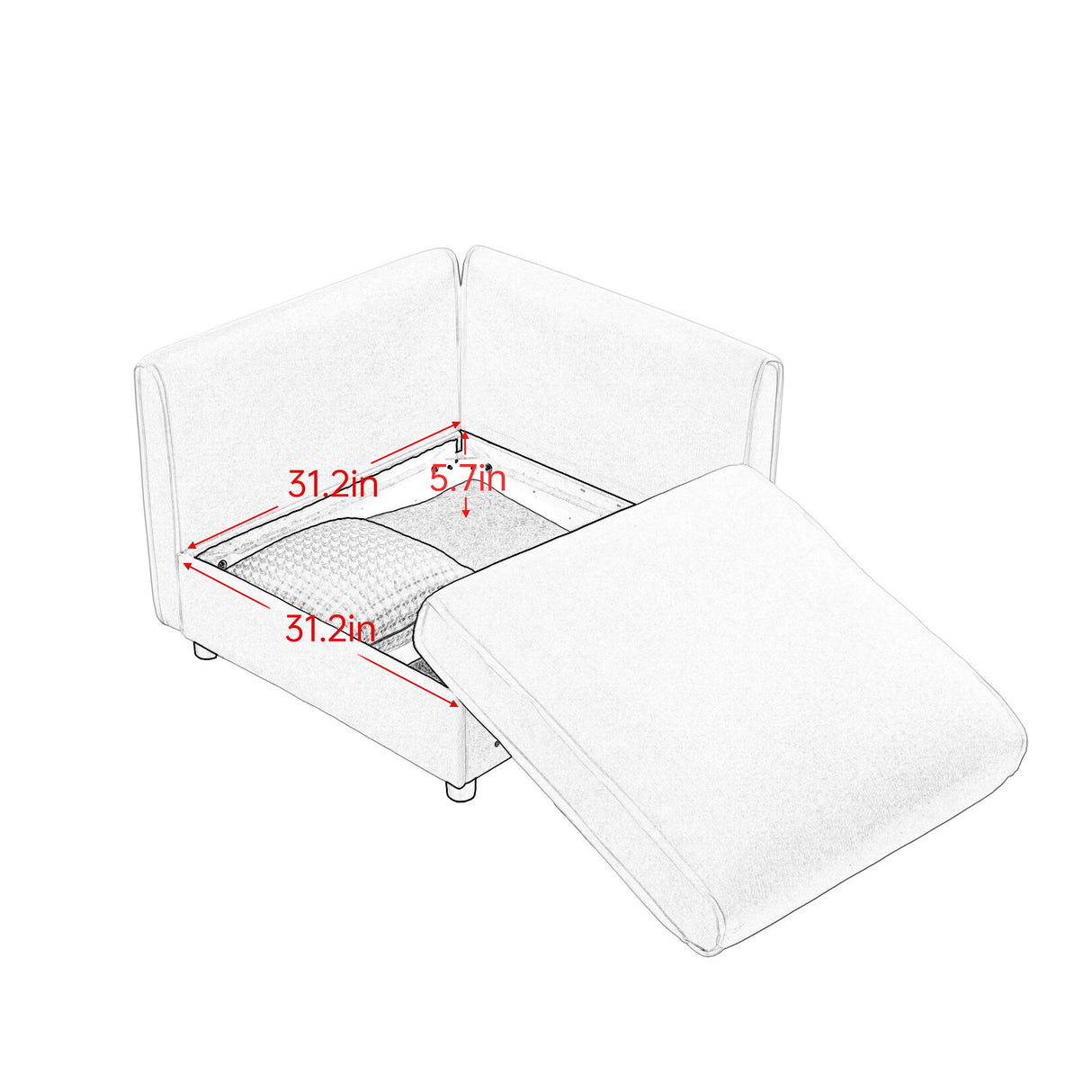 Contemporary Elegant Sofa With Storage And Ottoman