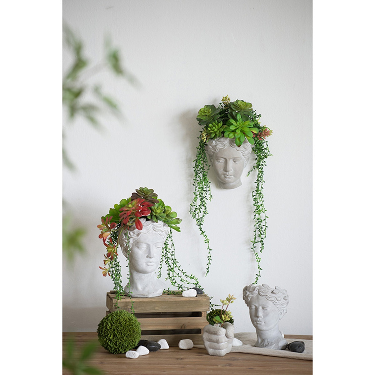 Visage Cement Wall Planter Vase - Small