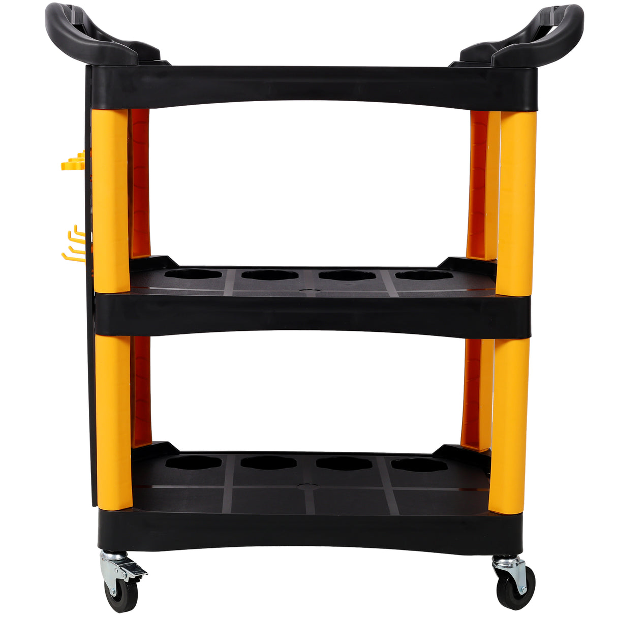 3 Tier Rolling Auto Detail Cart With Wheels - Yellow & Black