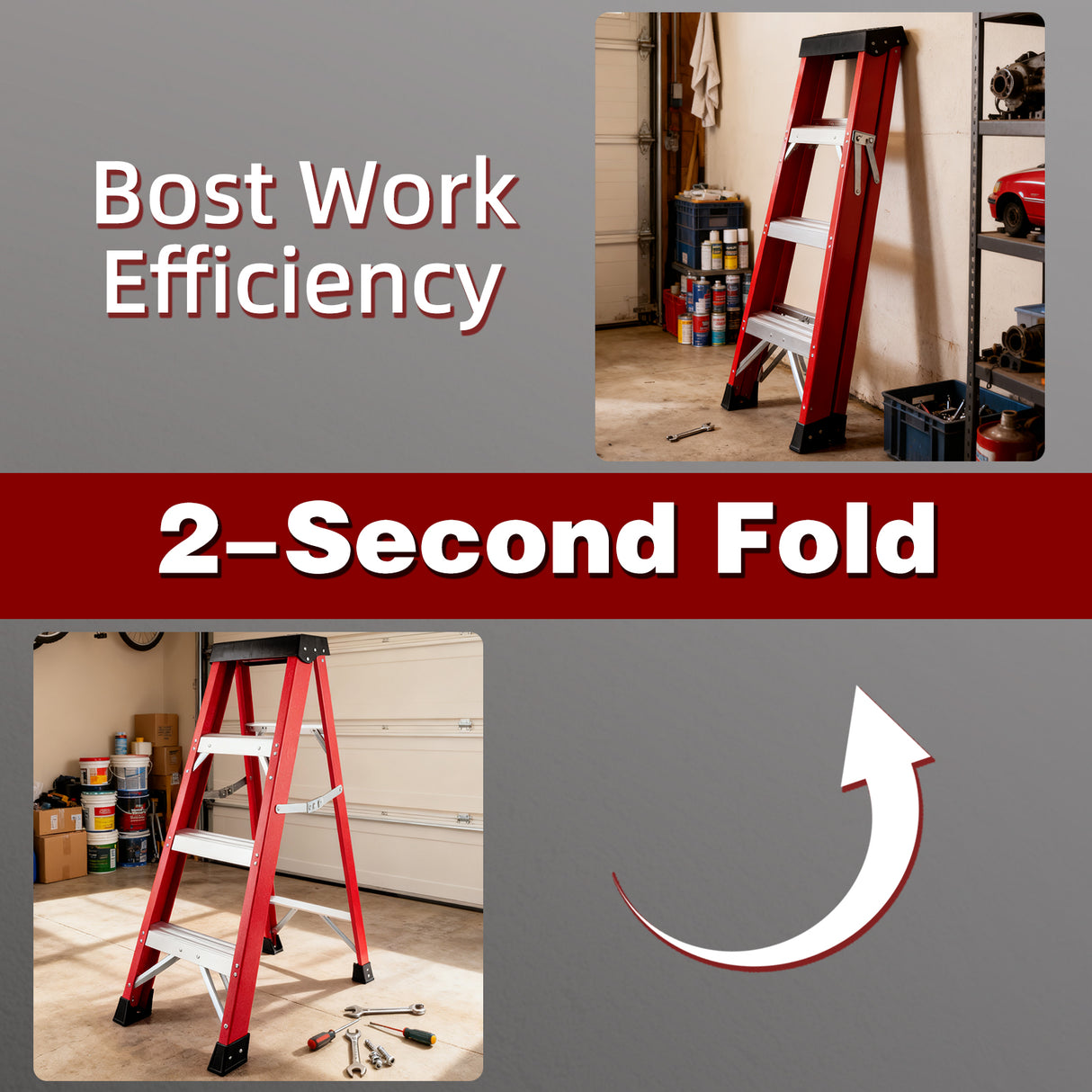 Fiberglass Single-Sided Stepladder for Electrical and Construction Use