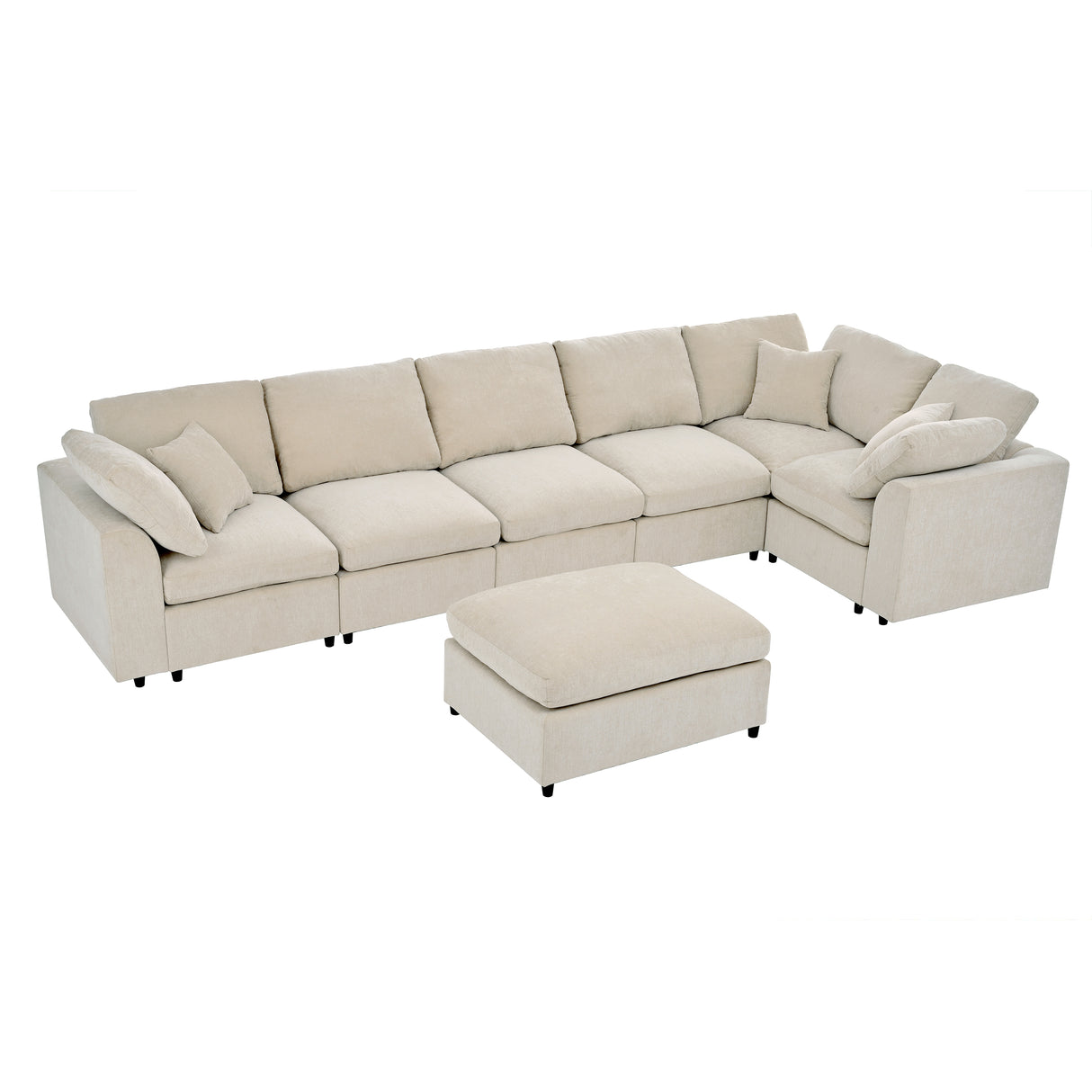 U_Style 120.8" Extra Large 7-Seater Modular Sectional Sofa