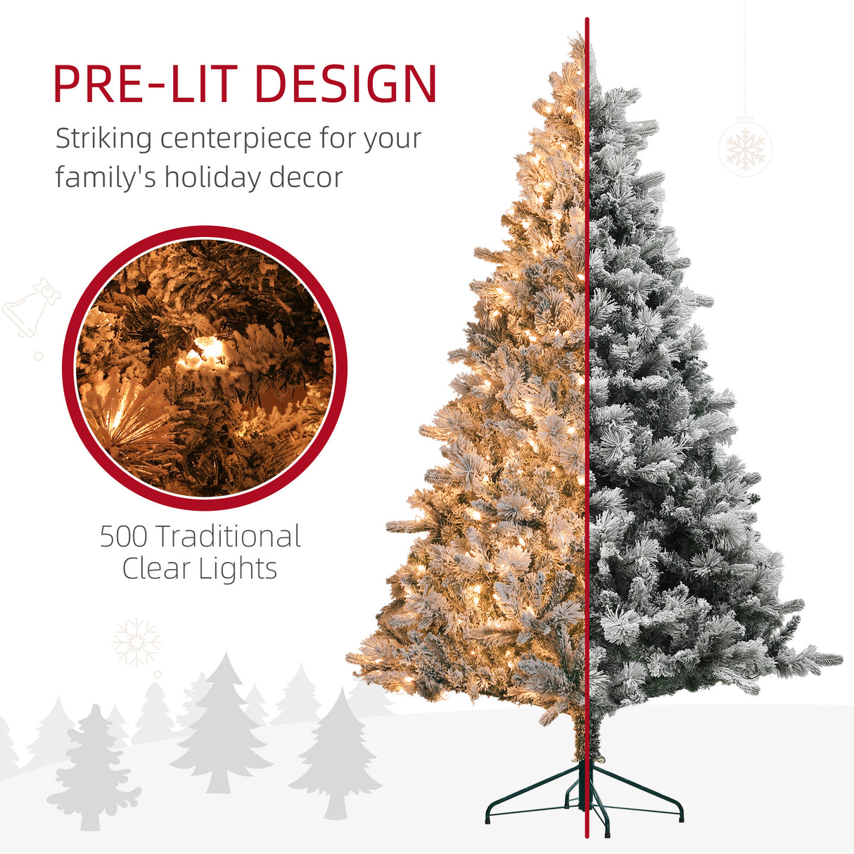 HOMCOM 7.5 ft Pre-Lit Artificial Christmas Tree