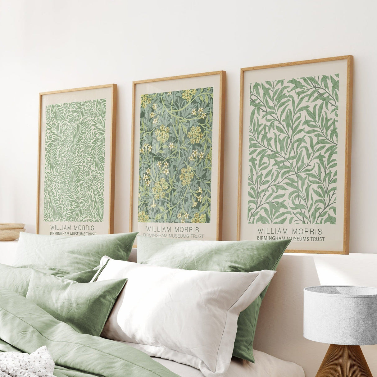 3 Piece William Morris Wall Art Set. Greenery Exhibition Style
