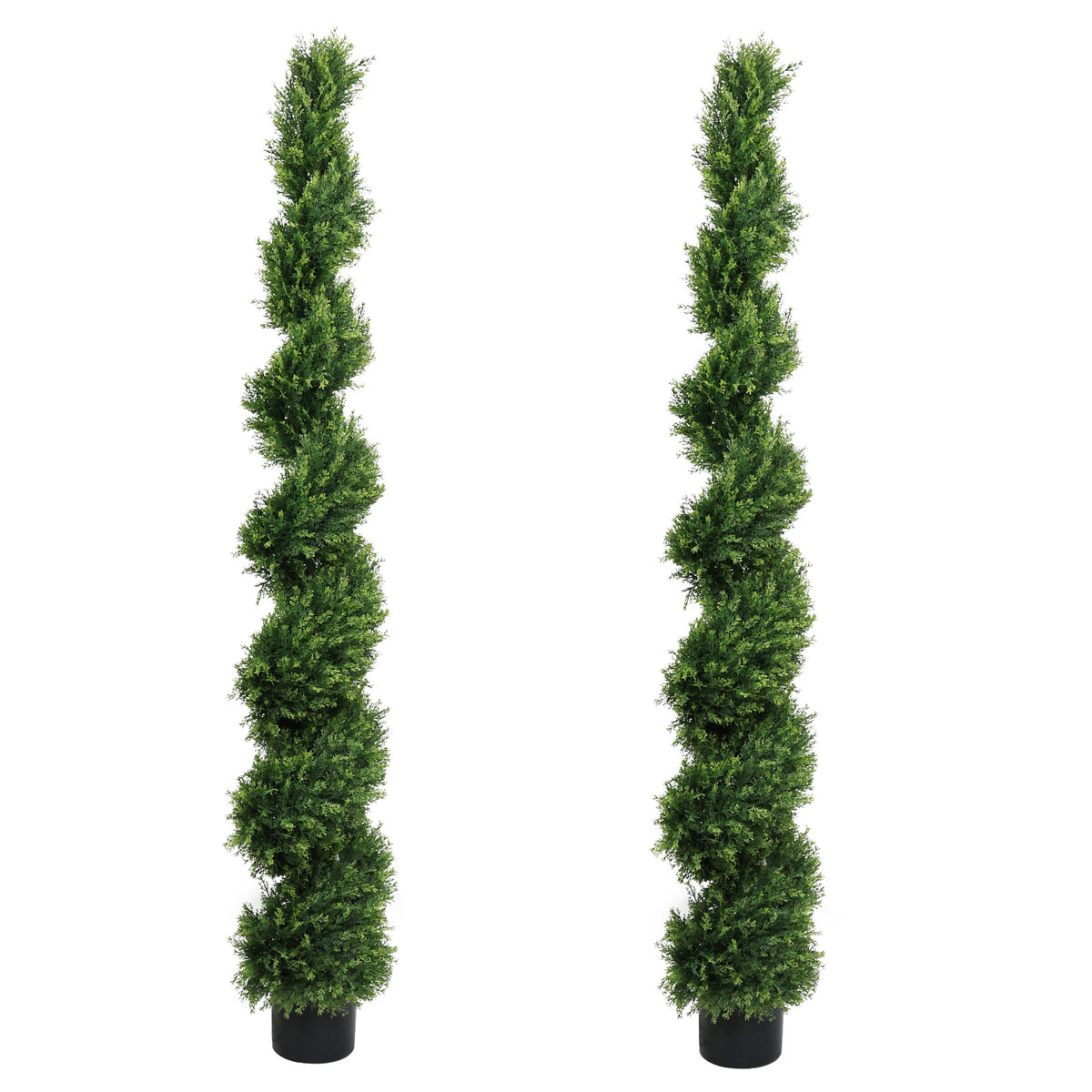 6FT Two-Tone Spiral-Shaped Potted Cedar Tree Set