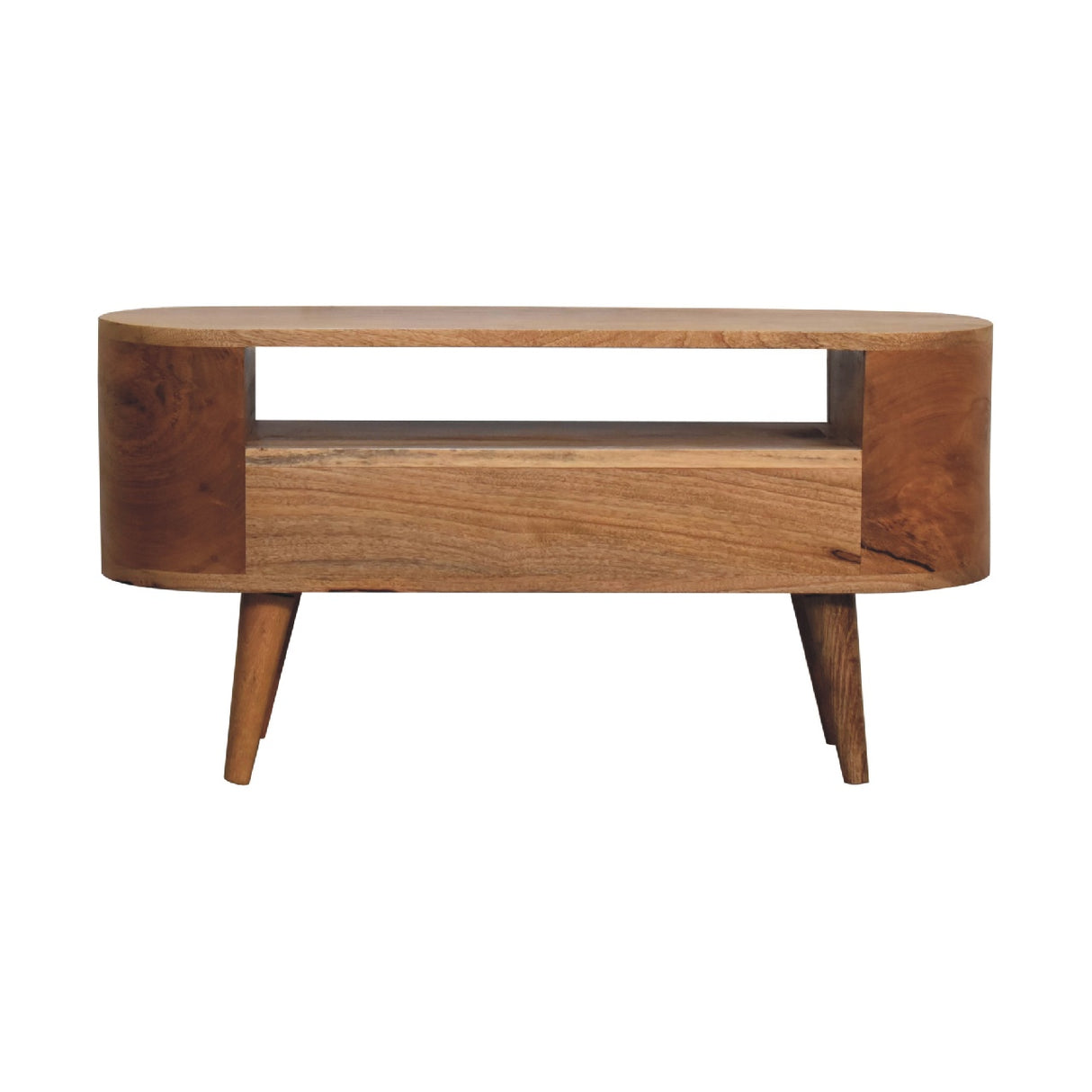 Solid Wood Mini Rounded Entertainment Unit, Nordic Legs