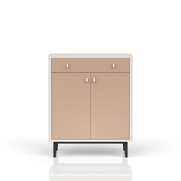 Bar Cabinet With Large Storage - White / Pecan