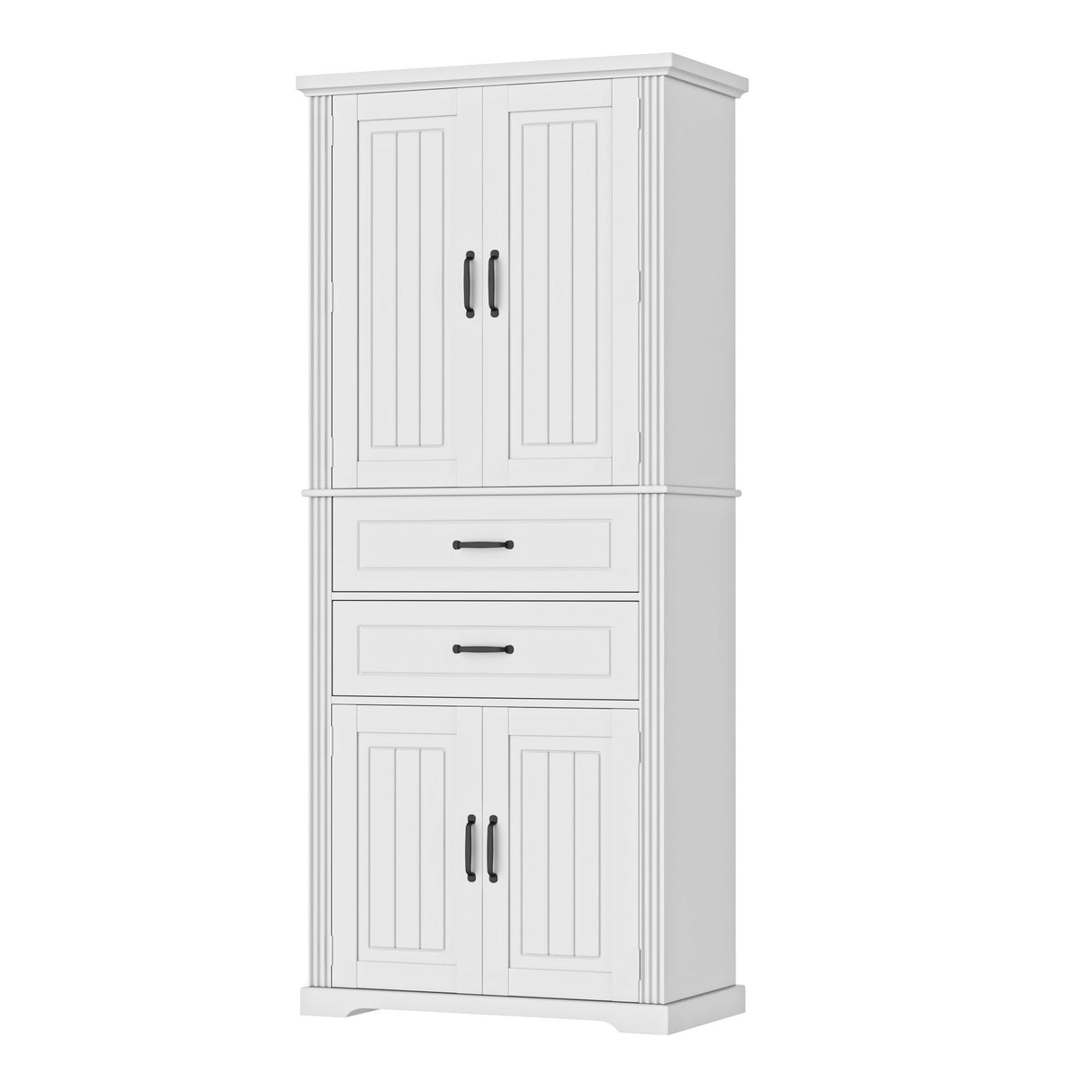 Multi Functional Storage Cabinet With Adjustable Shelves, 2 Drawers, Door Shelves