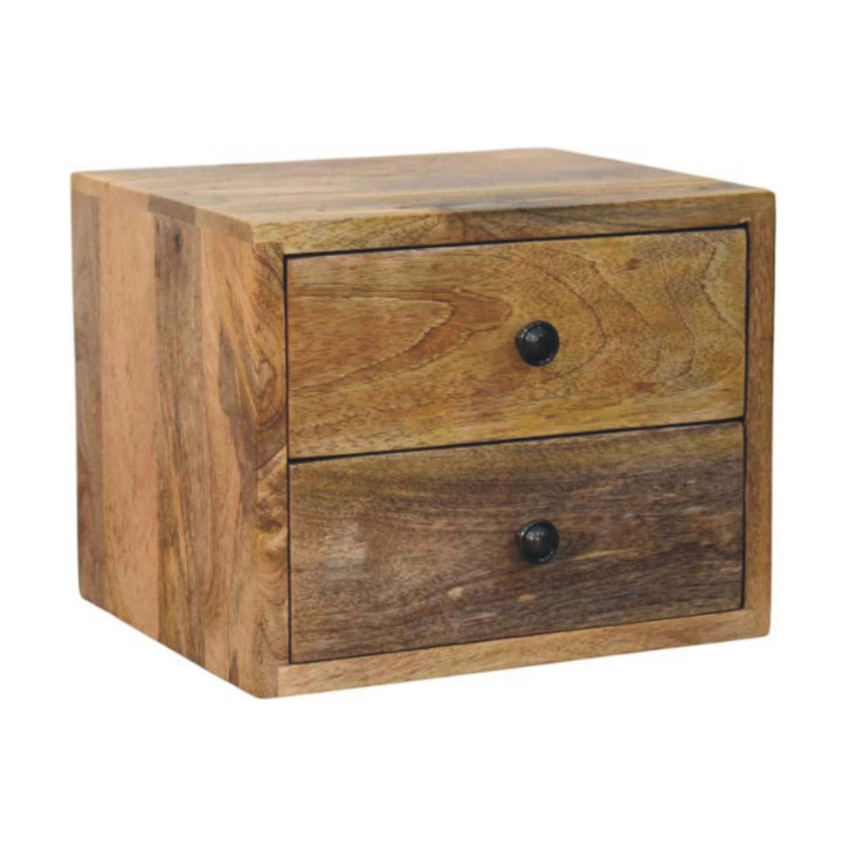 Solid Wood Solis Wall-Mounted Nightstand, 2-Drawers, Oak-ish