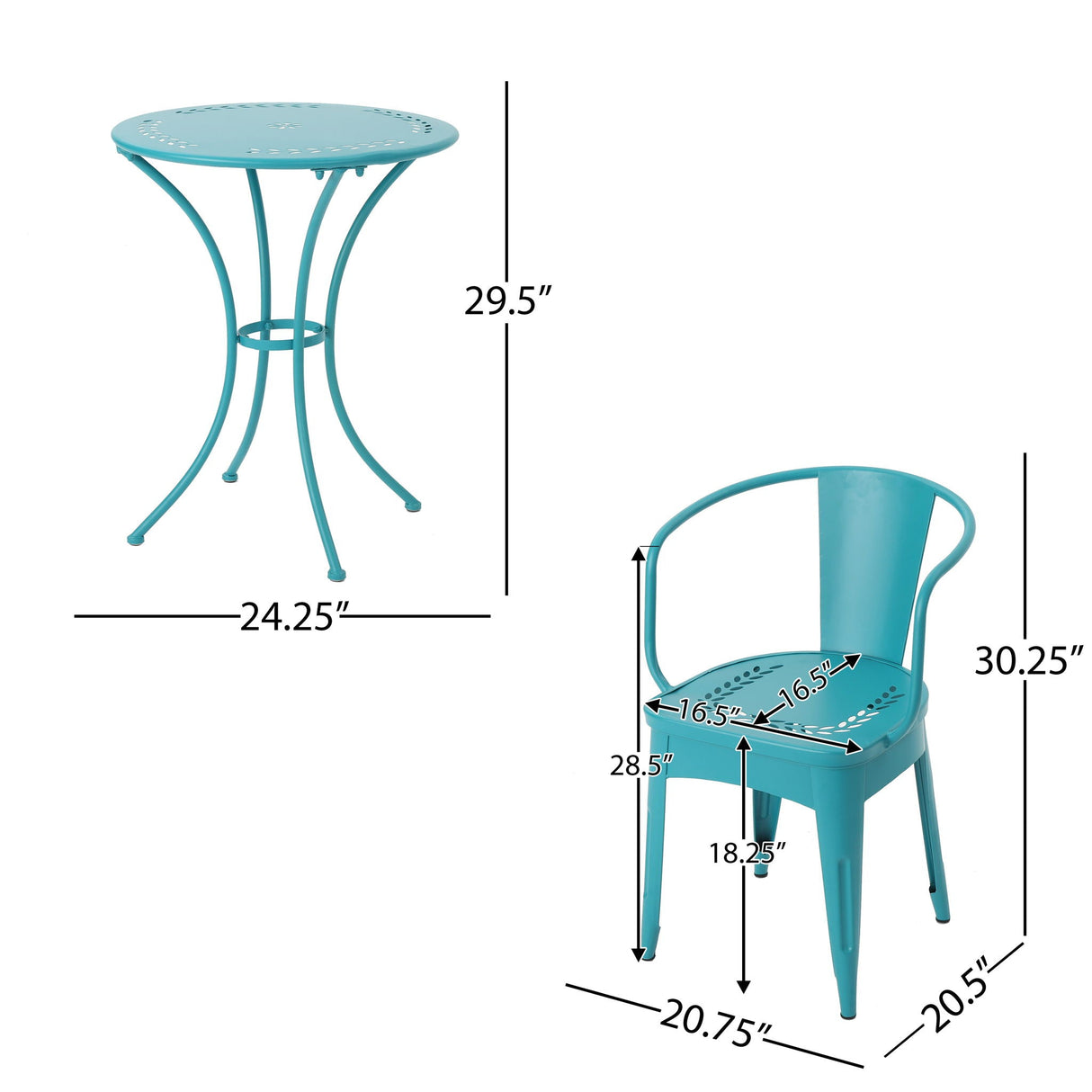 Lourdes - 3 Piece Metal Set - Teal - Best Buy Furniture