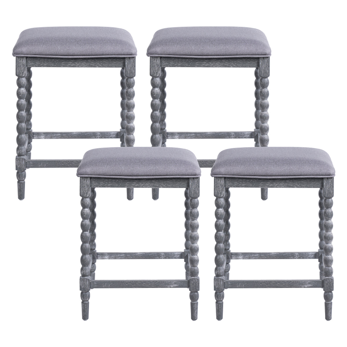 26" Counter Stools Set of 4 with Upholstered Seat