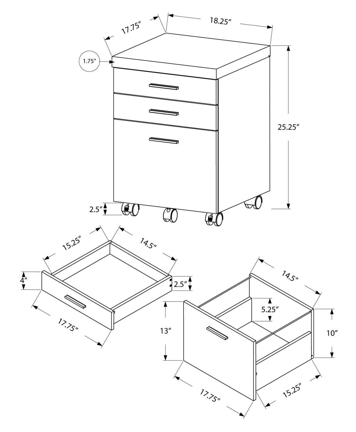 File Cabinet, Rolling Mobile, Storage Drawers, Printer Stand, Office, Contemporary & Modern - Best Buy Furniture