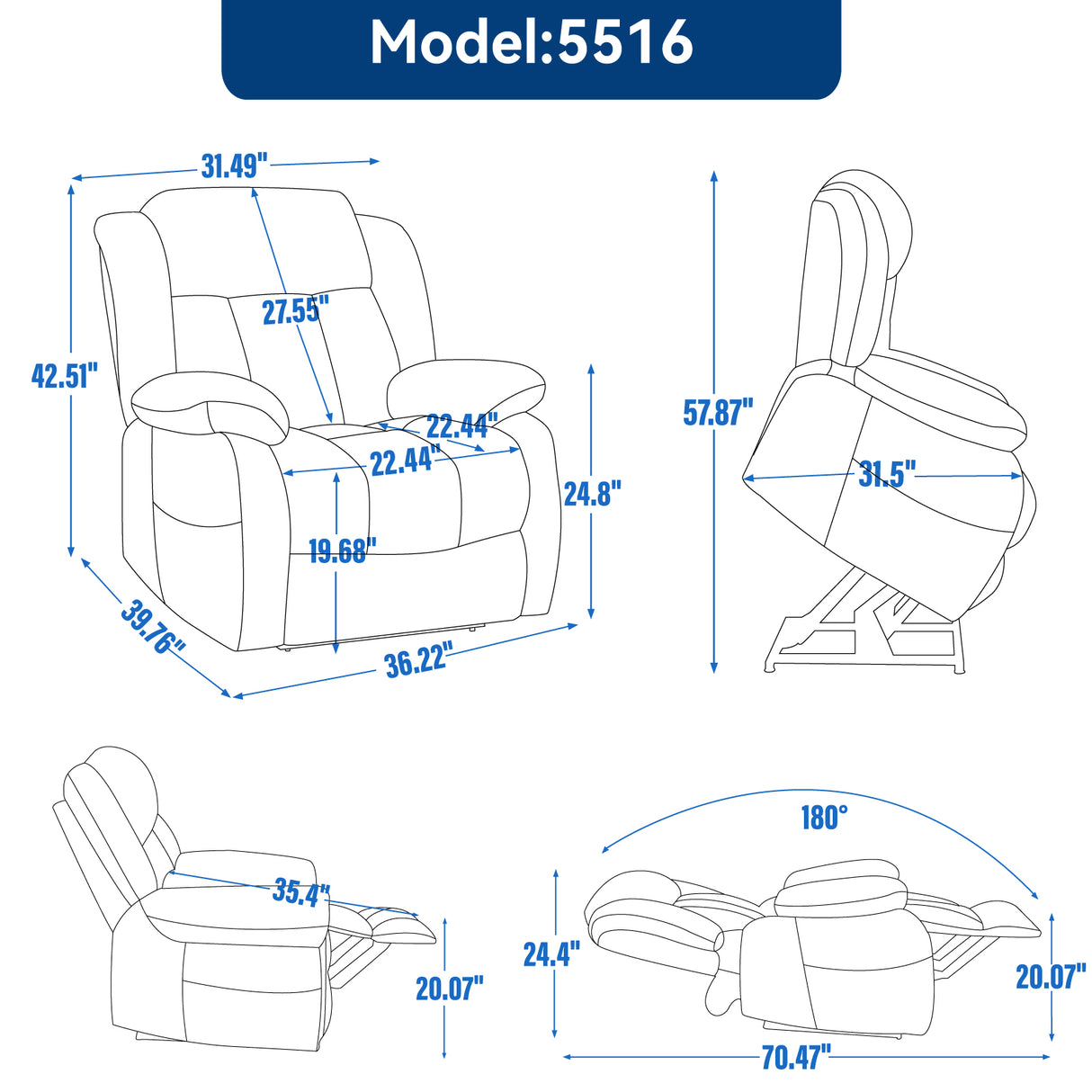 Dual Motor Electric Recliner Chair