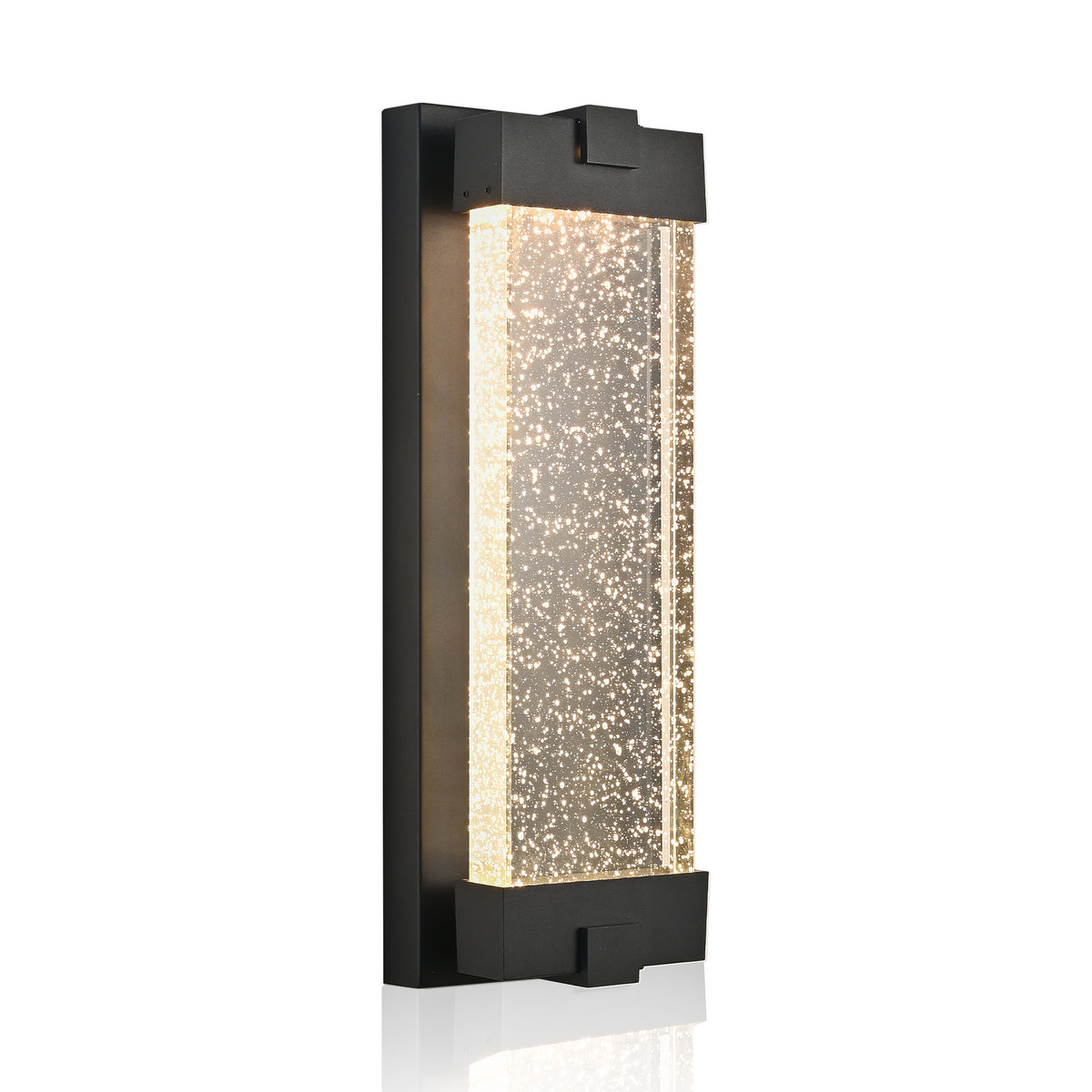 Black Aluminum Outdoor Wall Light with Bubble Crystal