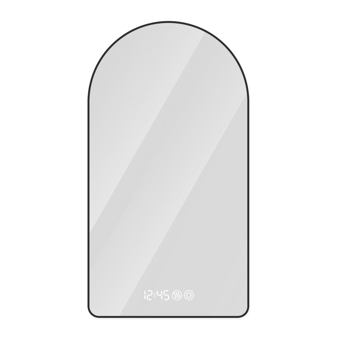 Arched LED Vanity Mirror With Time & Temperature Display