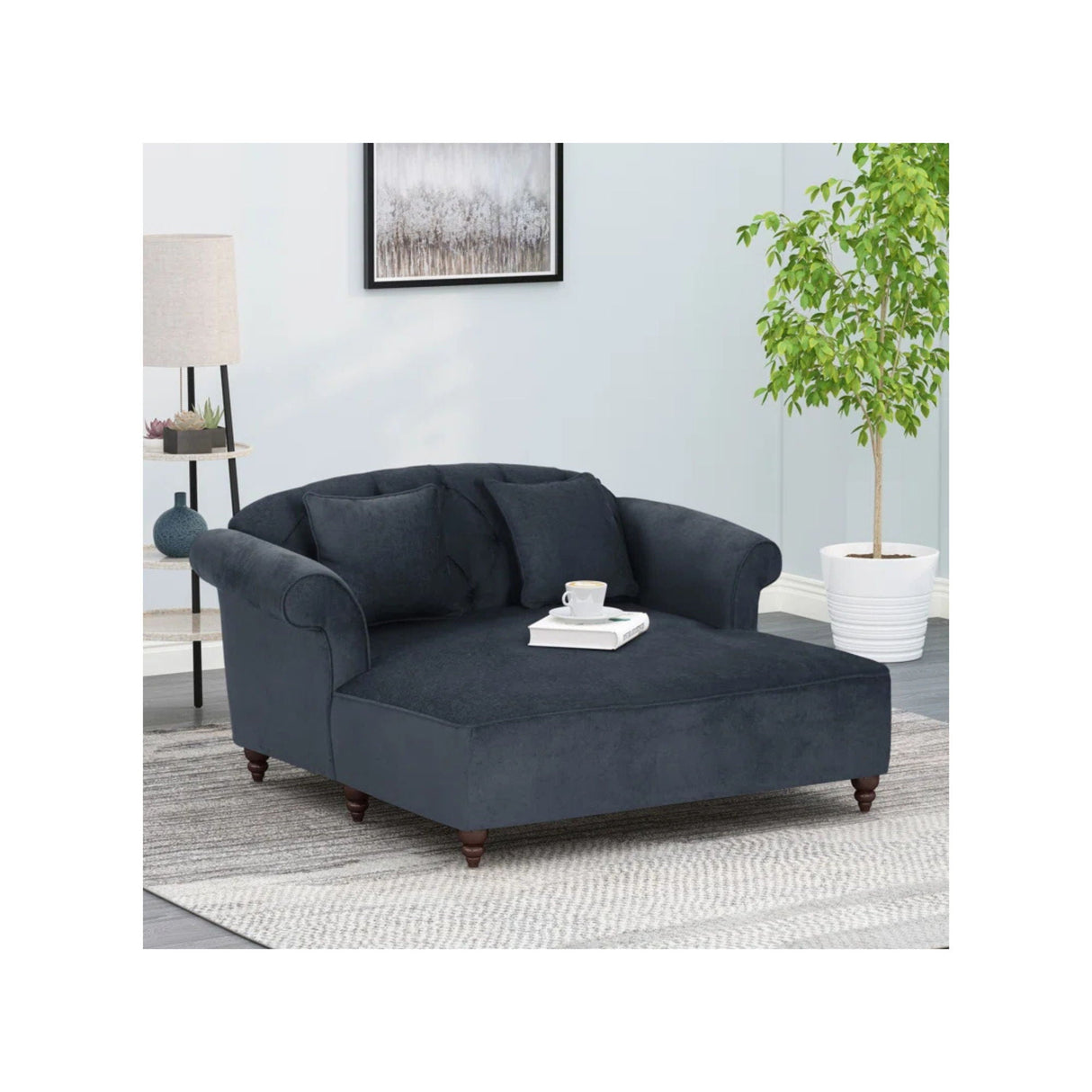 Upholstered Chaise Lounge With Scroll Arms, Turned Legs And 2 Pillows - Best Buy Furniture
