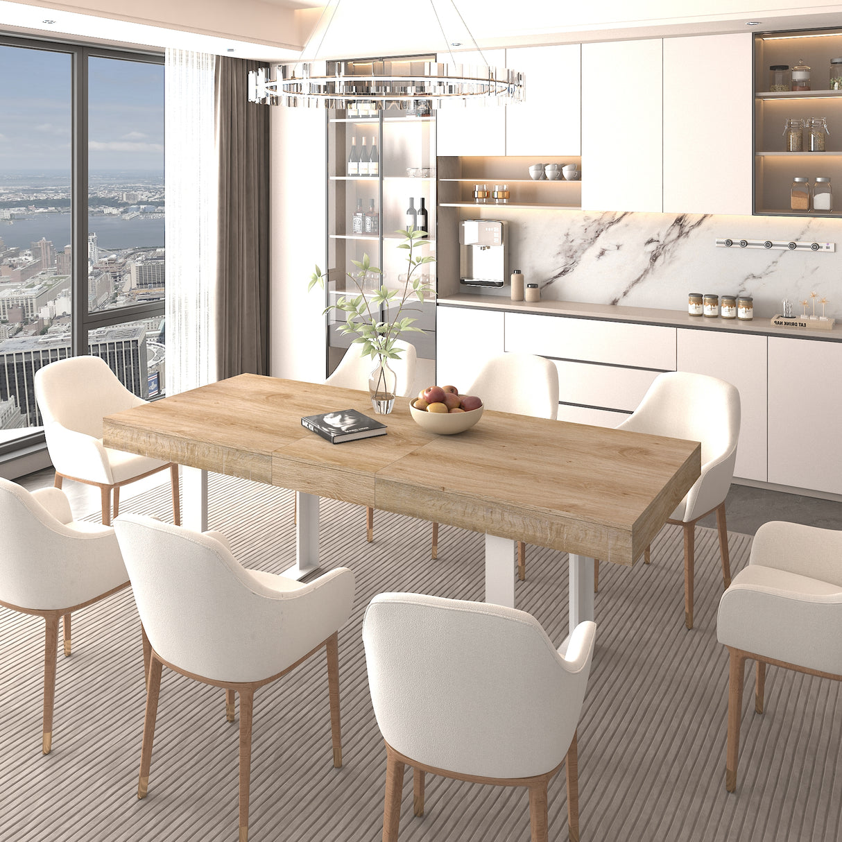 Extendable Dining Room Table for 6-10