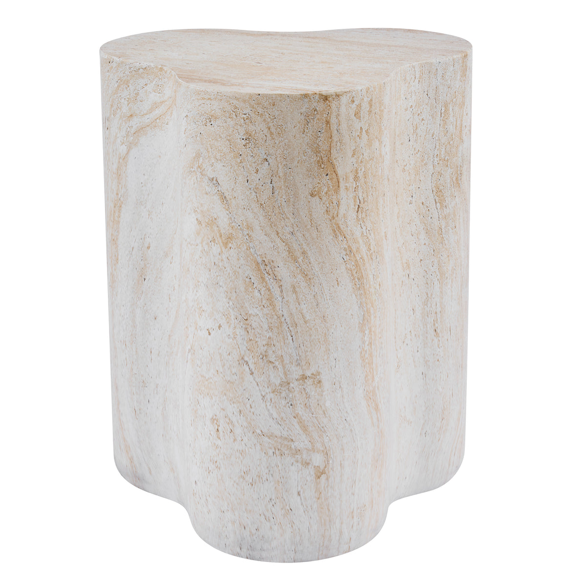 Organic Travertine-Look MGO Outdoor/Indoor Side Table