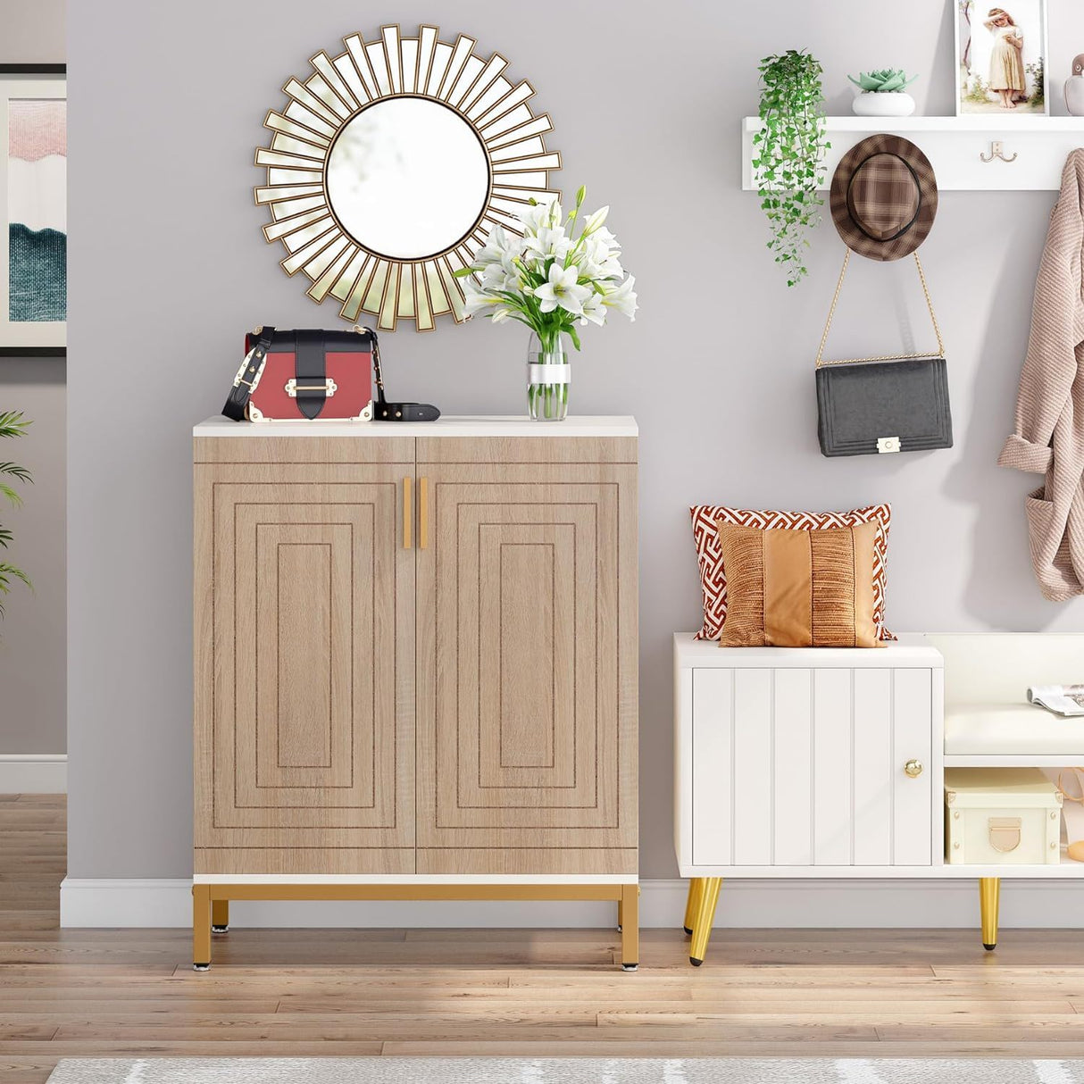 Shoe Cabinet With Doors, 5 Tiers Shoe Storage Organizer