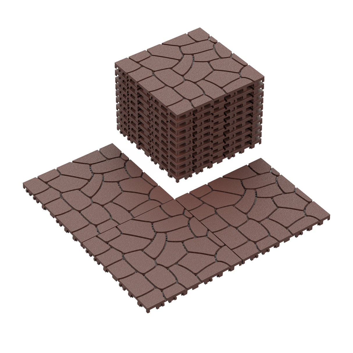 New Stone Texture 12" Patio Deck Tiles, 44pcs