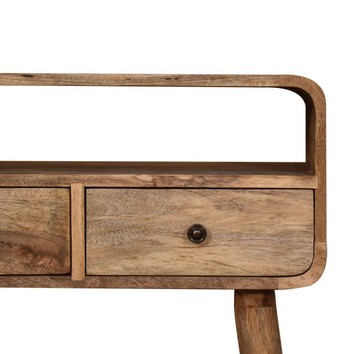 Solid Wood Mini Curved Oak-ish Console Table