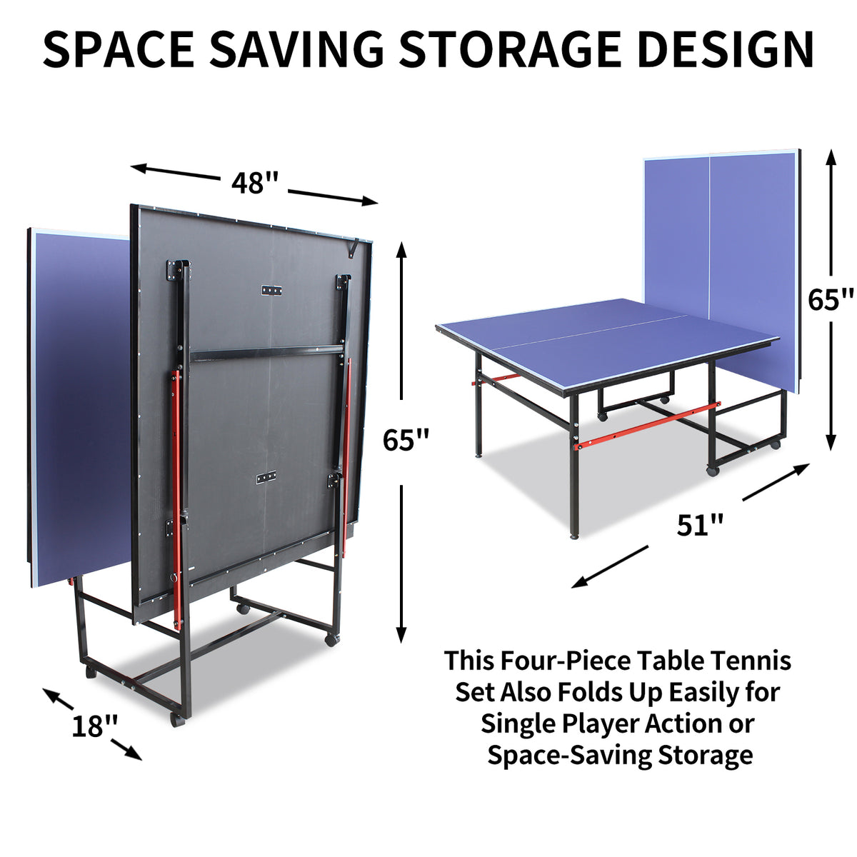 8ft Mid-Size Table Tennis Table Set