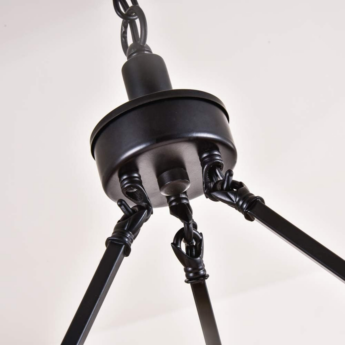 24.2" Wagon Wheel Chandelier, 12-Light, Black Metal