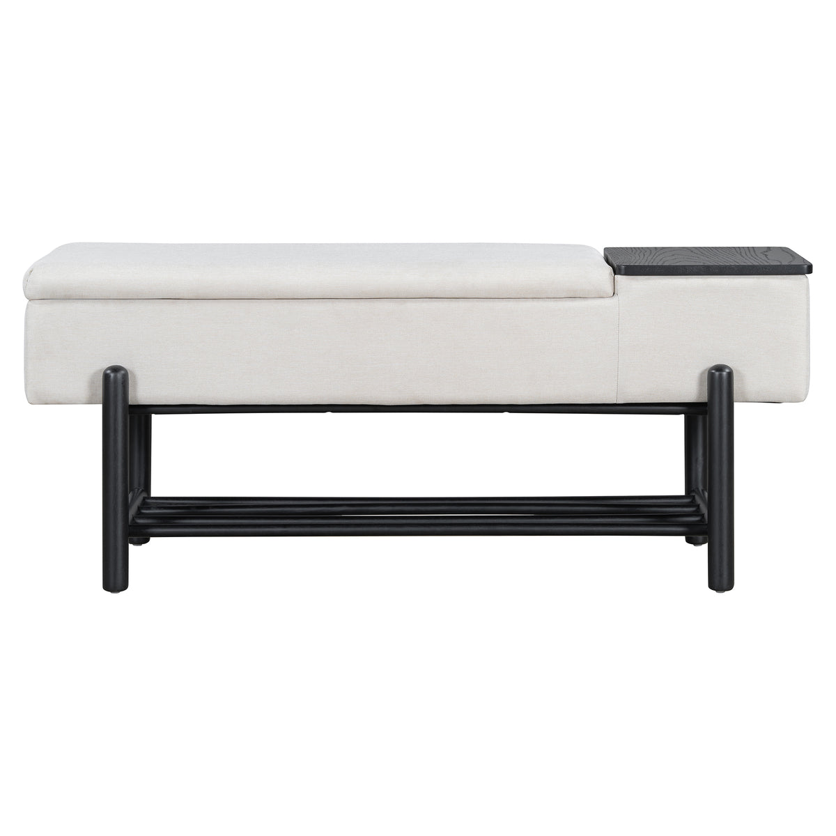 TREXM Farmhouse Upholstered Storage Bench with Hidden Compartment