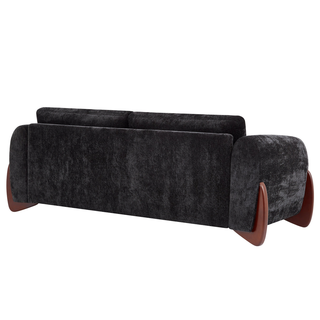 89"L Sofa with Chenille Fabric and Wooden Legs