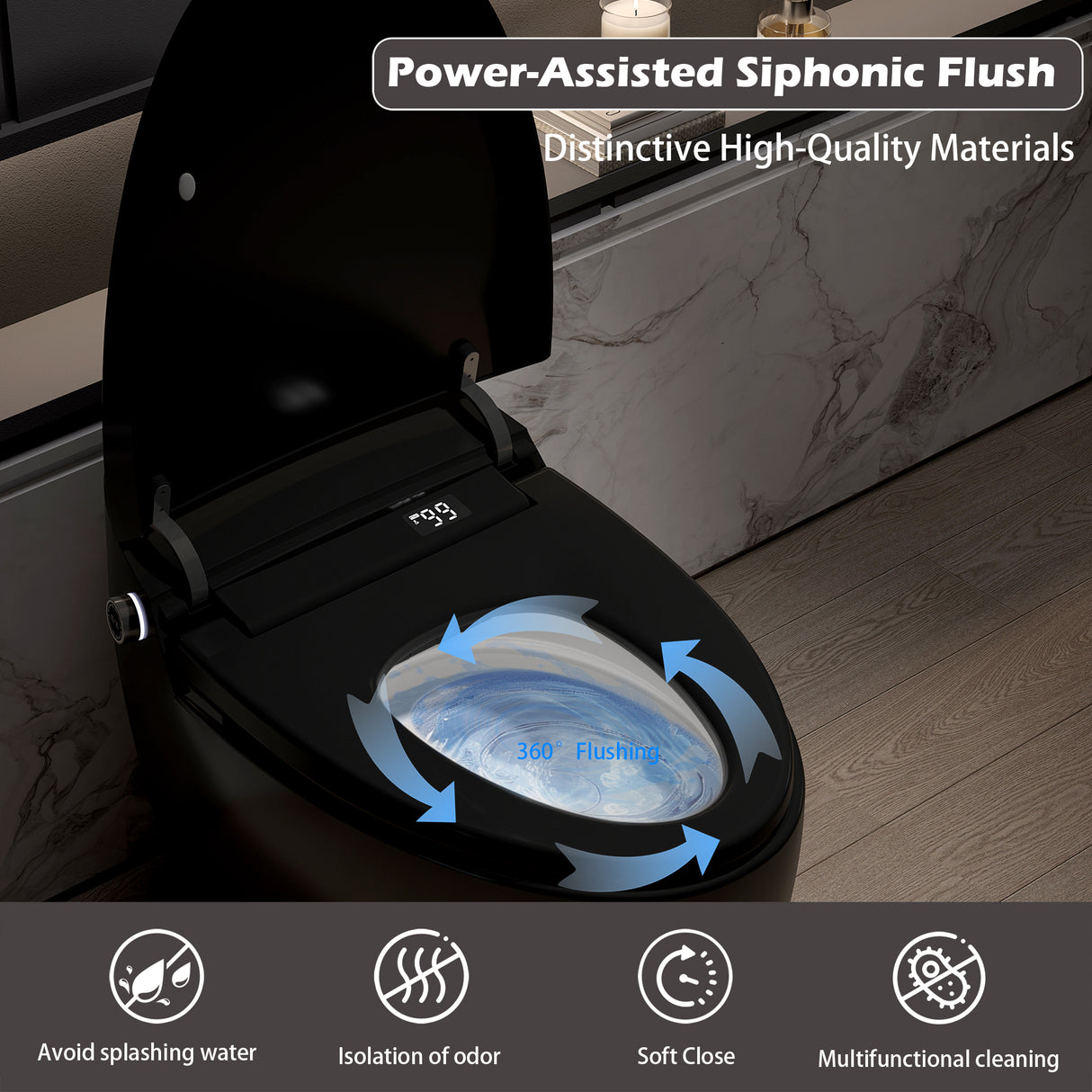 Smart Toilet with Bidet Built-In, Heated Seat, and Advanced Features
