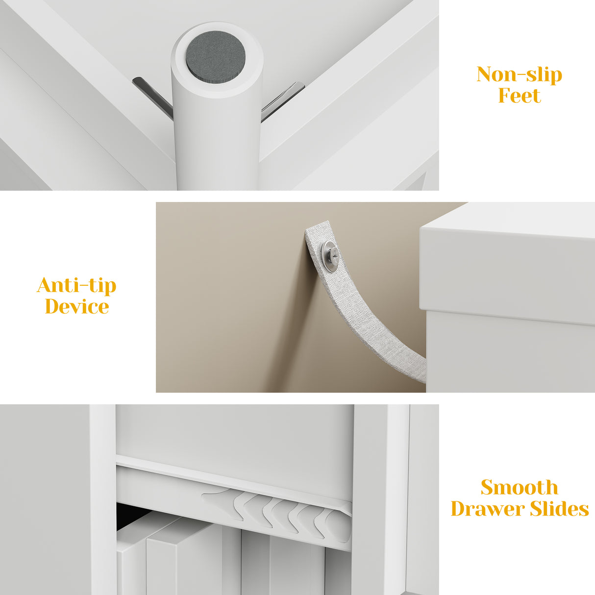 3 Drawer Dresser with Fluted Panel Design