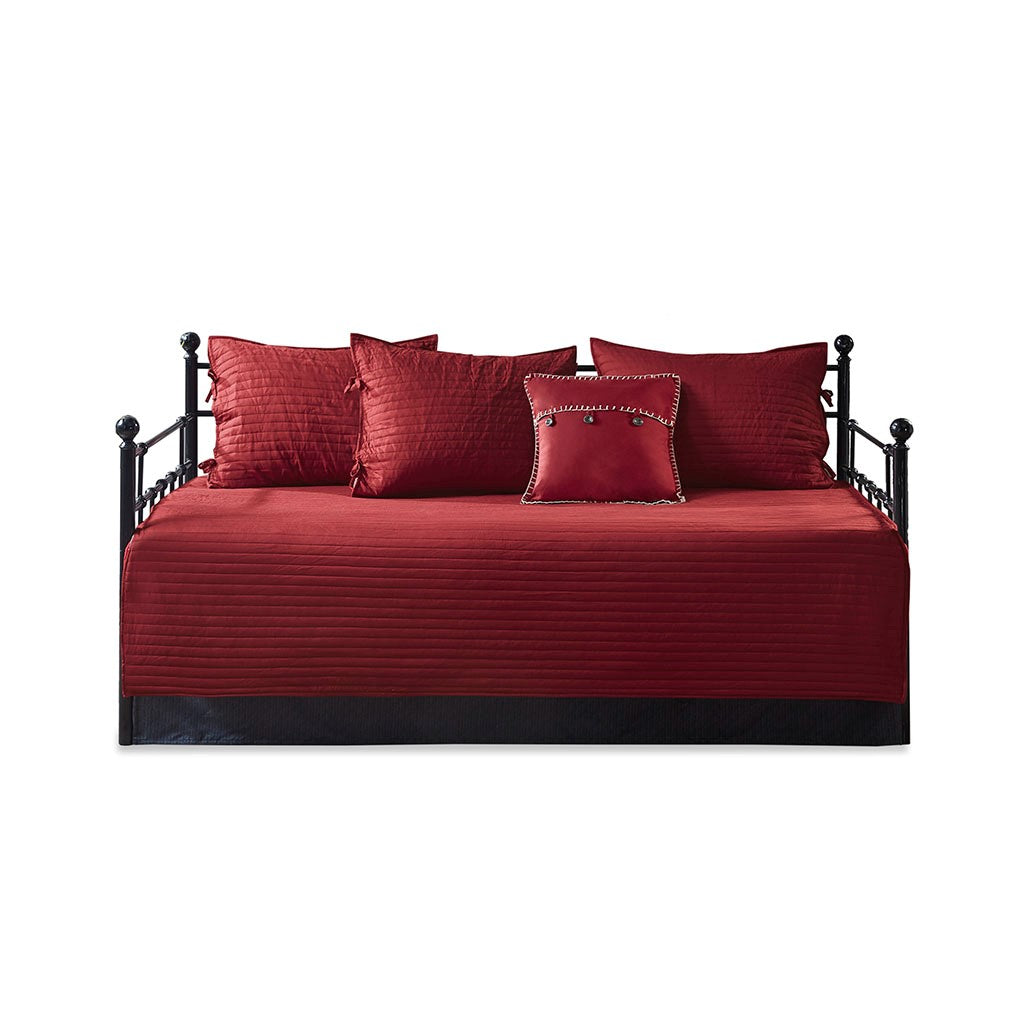 6 Piece Reversible Plaid Daybed Cover Set