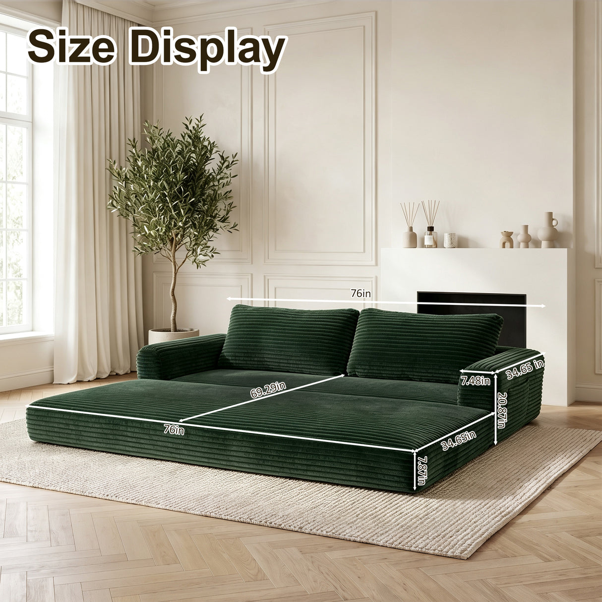 76 Inch Convertible Futon Sofa Bed