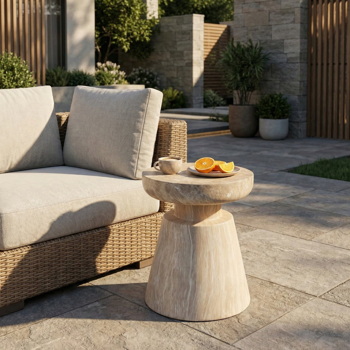 Outdoor Ponti Travertine Side Table