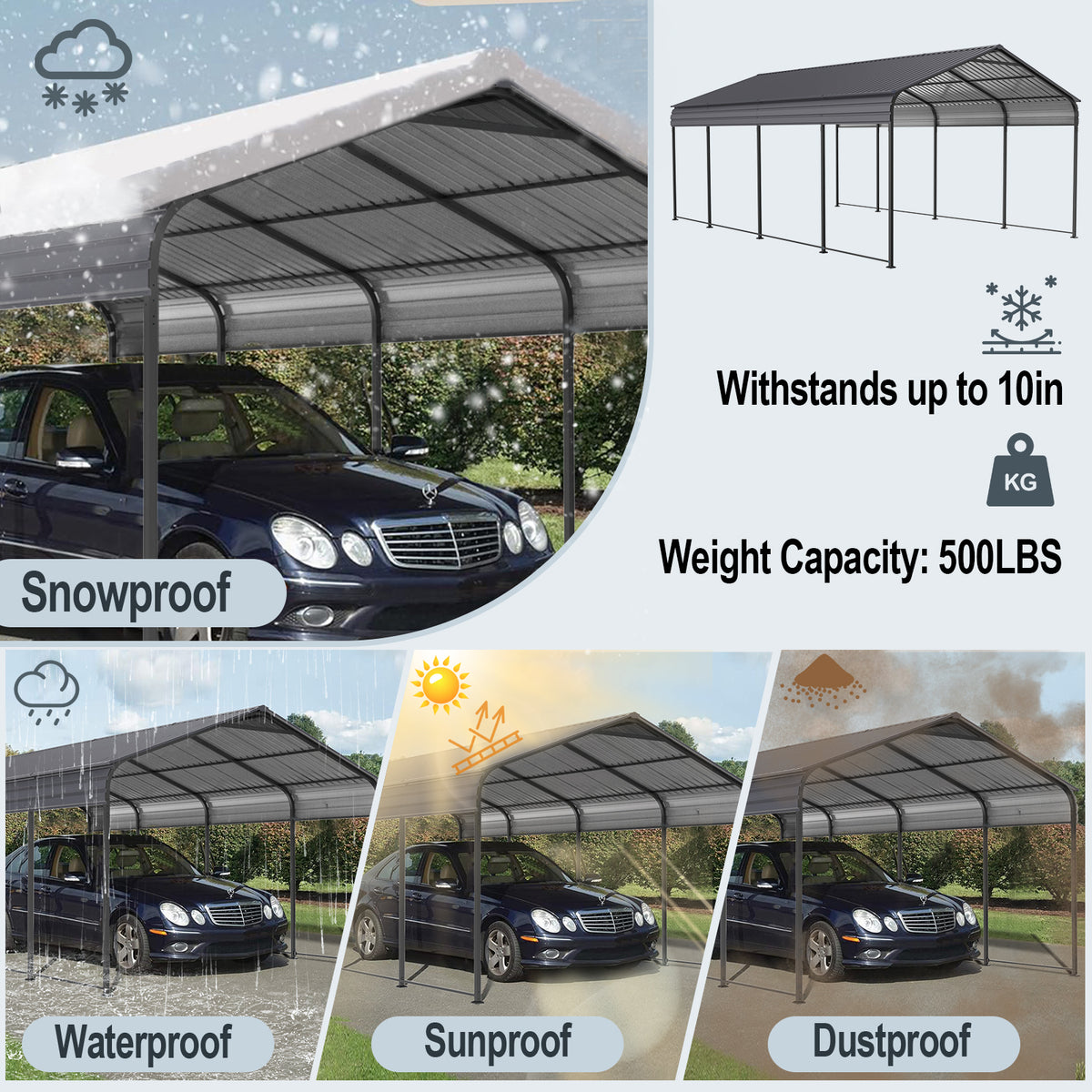 Heavy Duty Metal Carport 12 × 20 FT