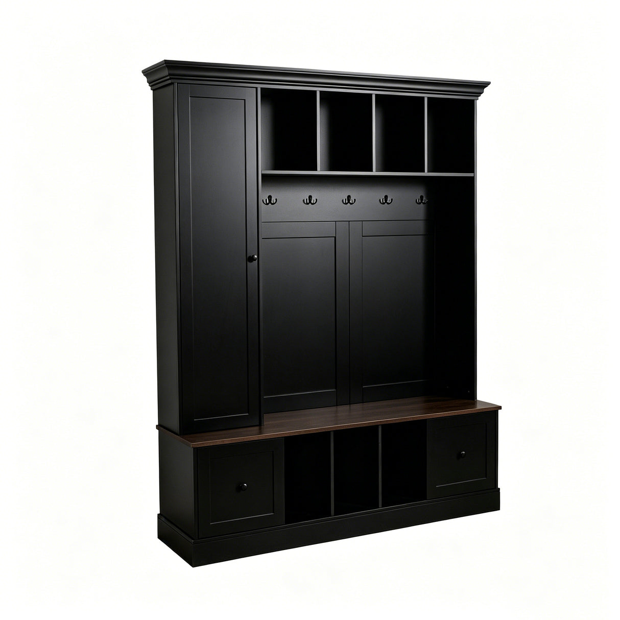 Vibe Haus 62.2'' Farmhouse Hall Tree with Shoe Storage Bench