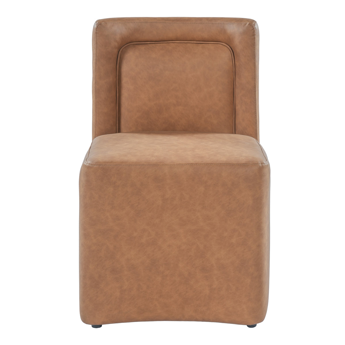 Set of 2 Camel PU Upholstered Dining Chairs