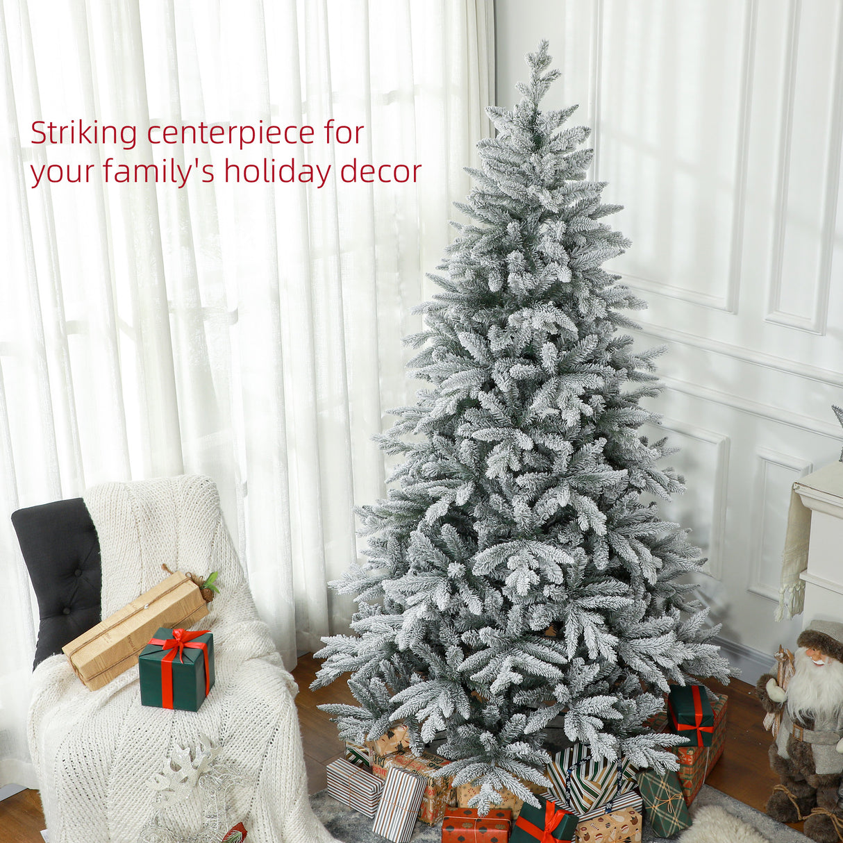 HOMCOM 7ft Snow Flocked Artificial Christmas Tree
