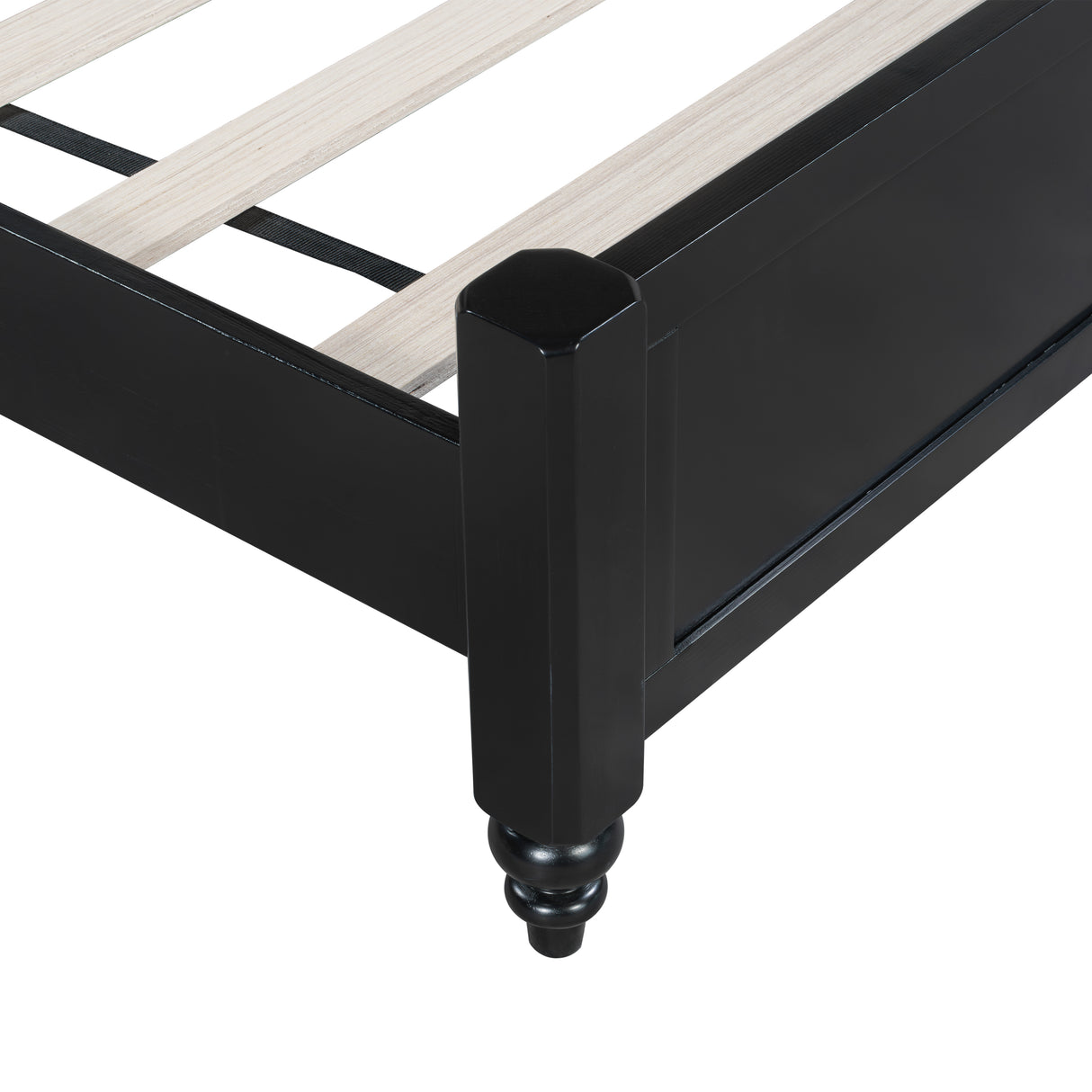 King Bed Frame, Solid Wood Platform with Slats, Modern