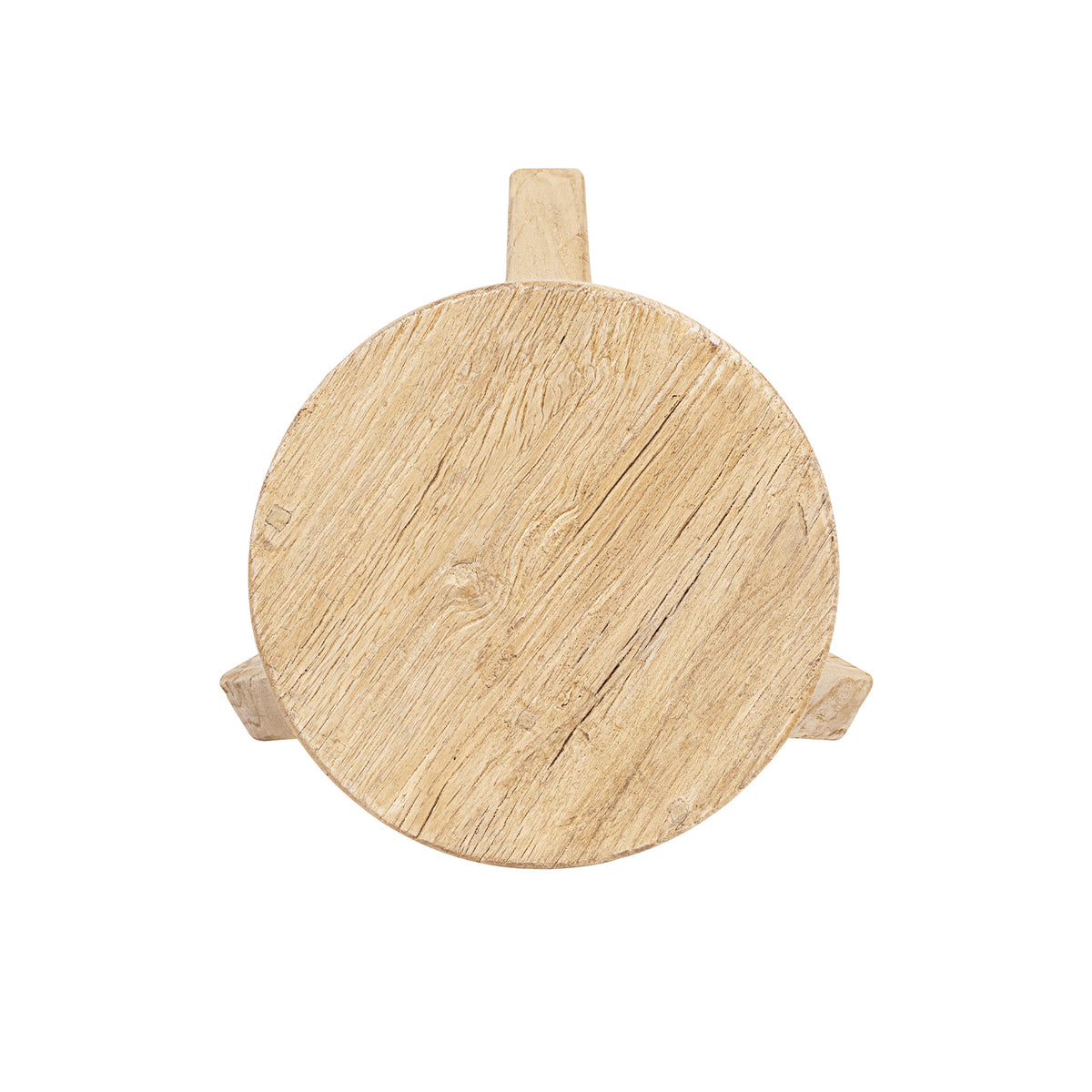 Linden Round Elm Wood Stool, 15.5-Inch, Light Brown