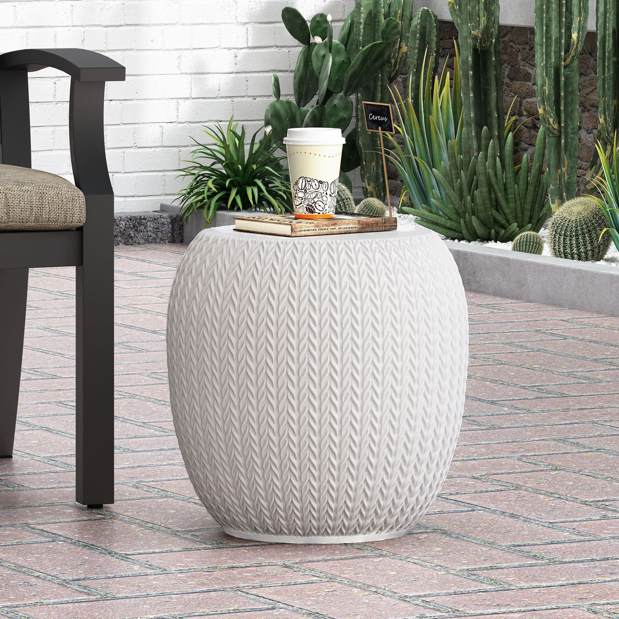 Outdoor Lightweight, Concrete Side Table - Antique White - Best Buy Furniture