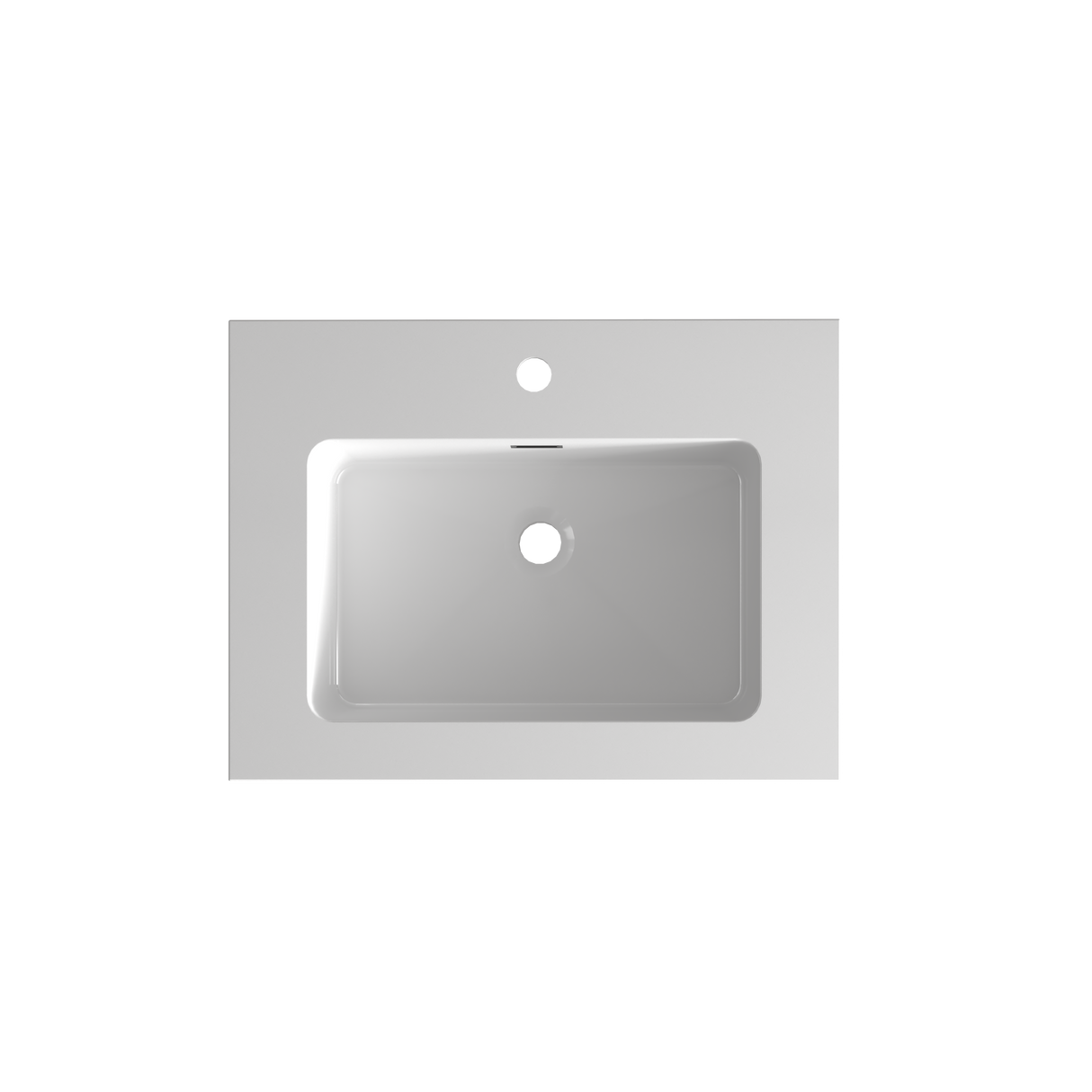 Glossy White Integrated Solid Surface Basin Without Drain & Faucet