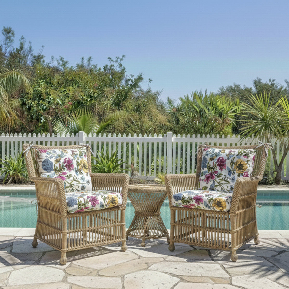 Outdoor Chair Cushions Set of 2 - Botanical Floral Print