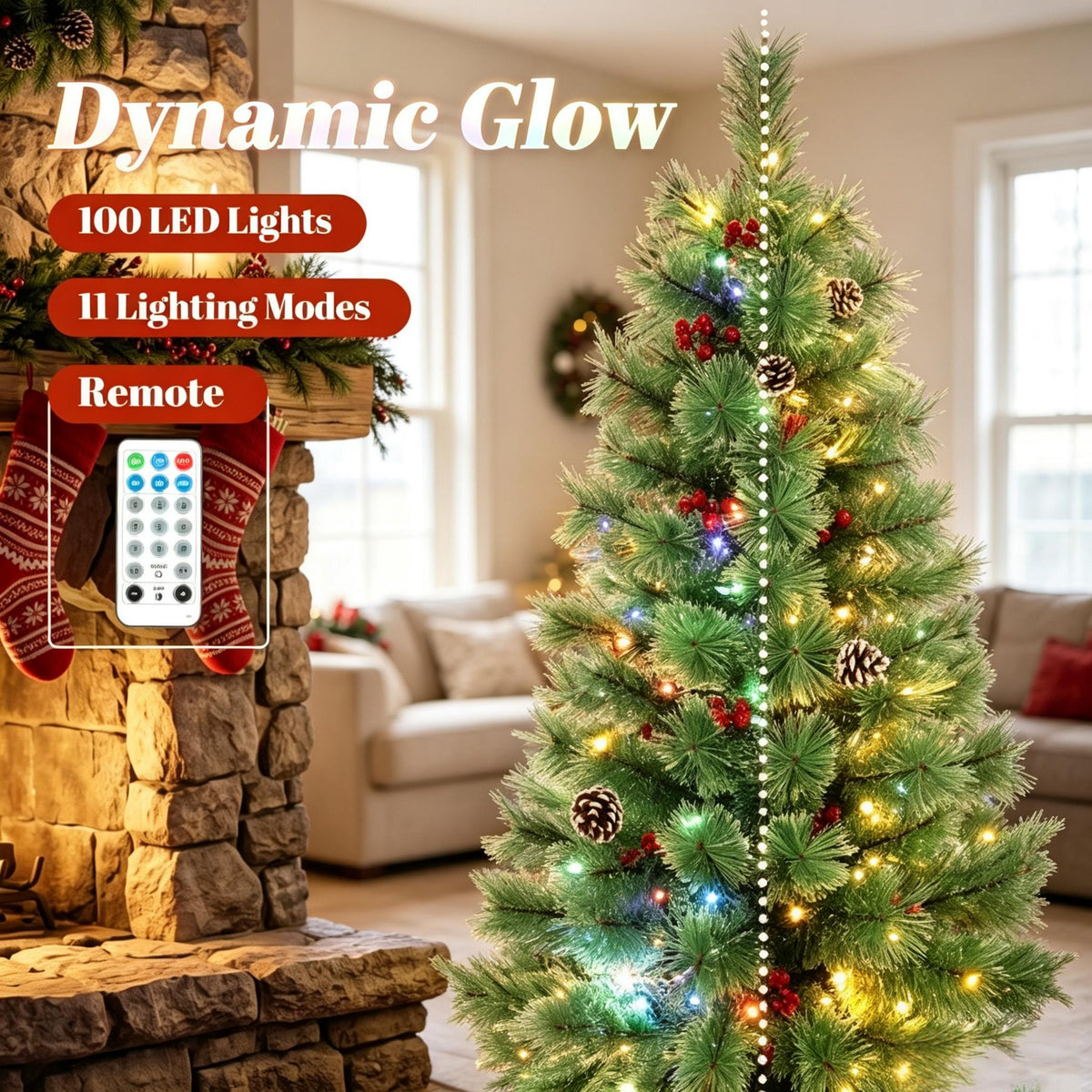 Set of 2, 4 ft Pre-Lit Christmas Trees