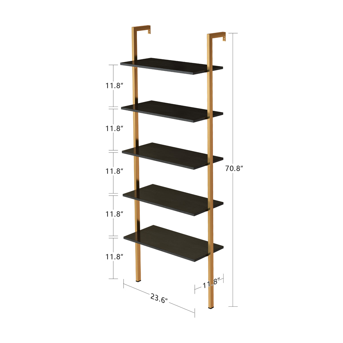 5-Tier Bookshelf Solid Wood Ladder Shelf