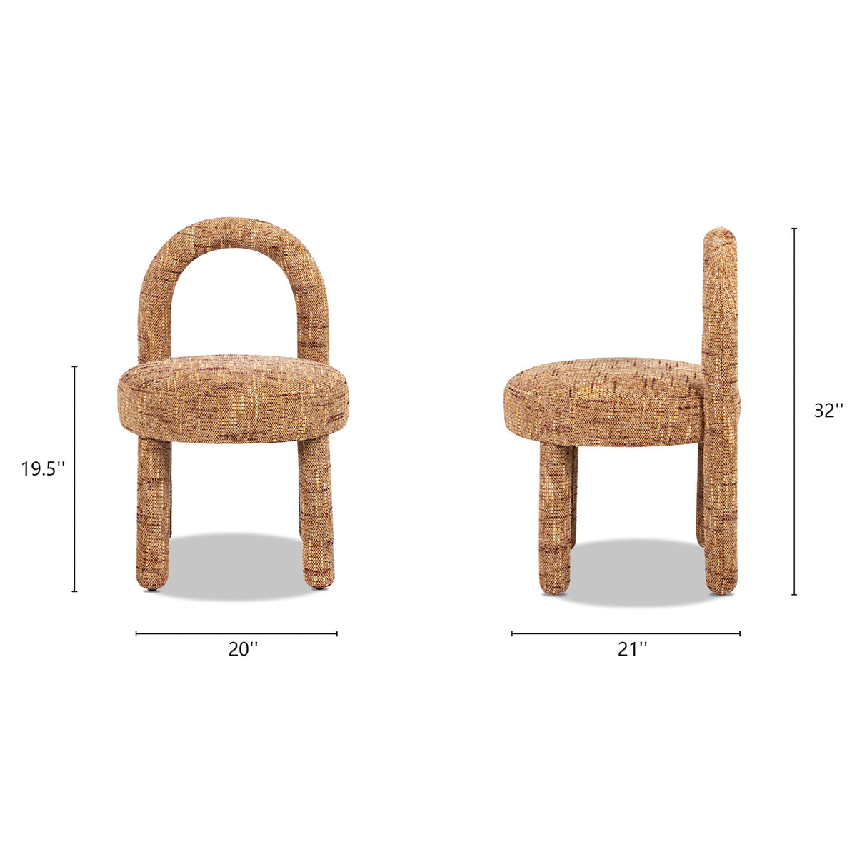 Penny Round Arched Upholstered Dining Side Chair, Set of 2, Golden