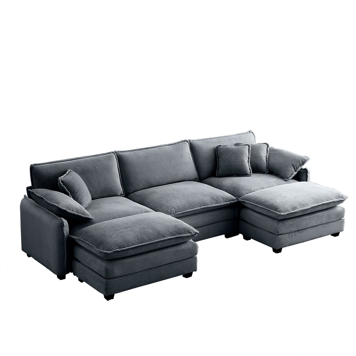 Oversized Modular Cushioned Sofa with Conversible Ottoman
