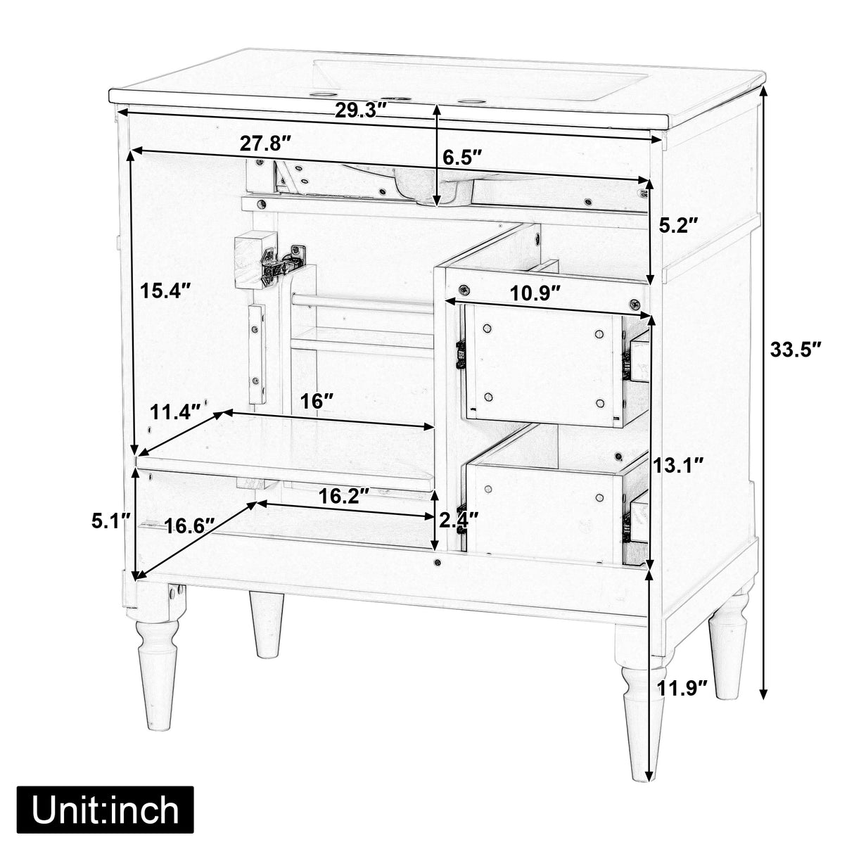30" Bathroom Vanity with Sink