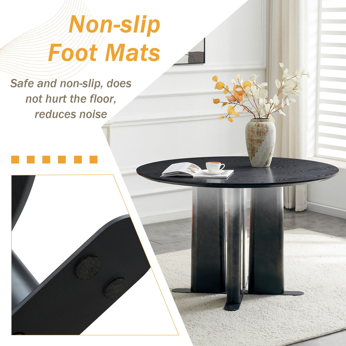 Round Dining Table With Cross Base, Modern Home Furniture