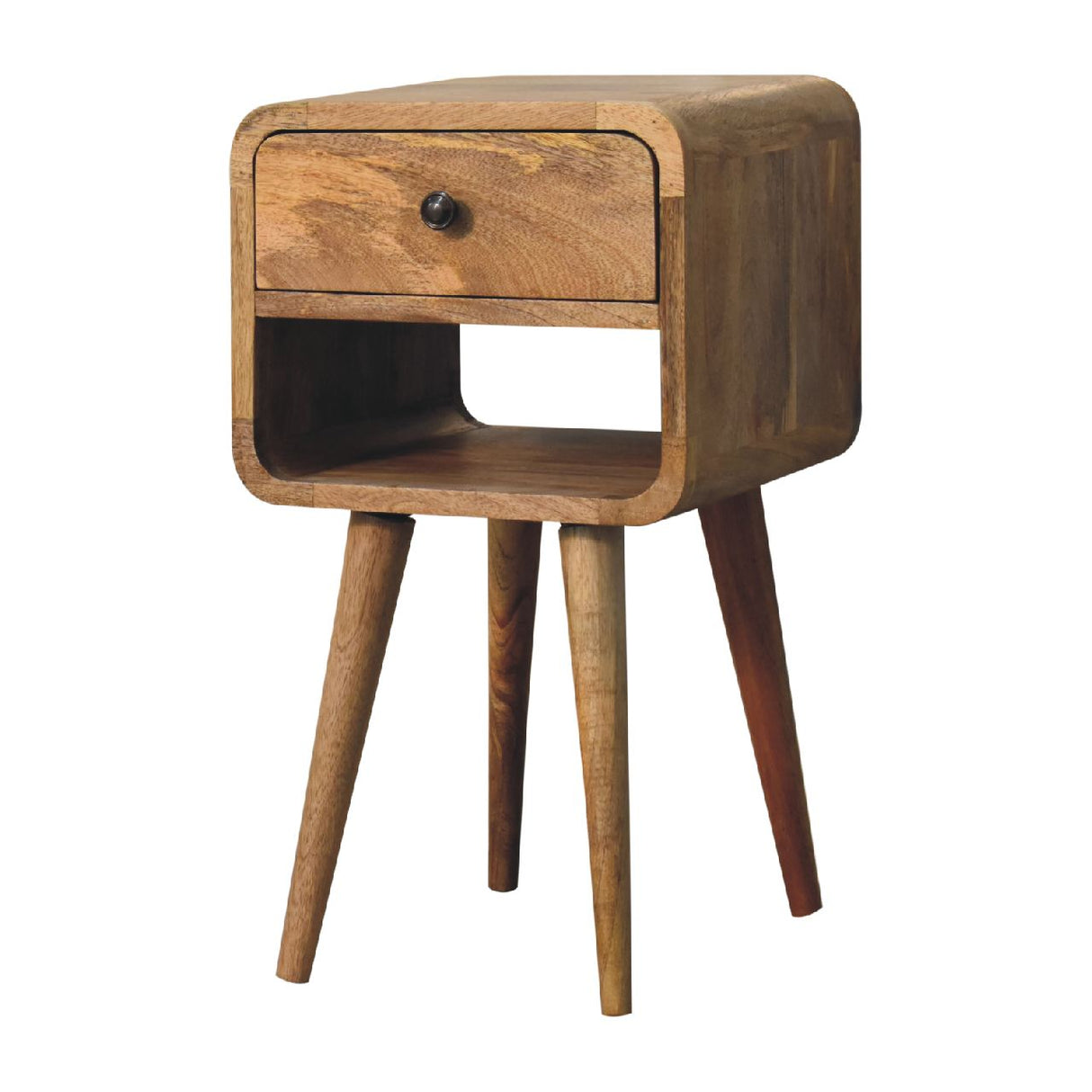 Solid Wood Mini Oak-ish Curve Lower Nightstand